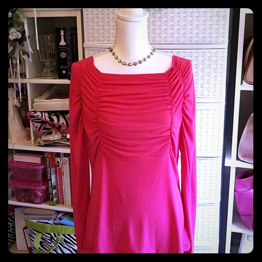 Worthington Stretch Hot Pink Blouse Size Large
